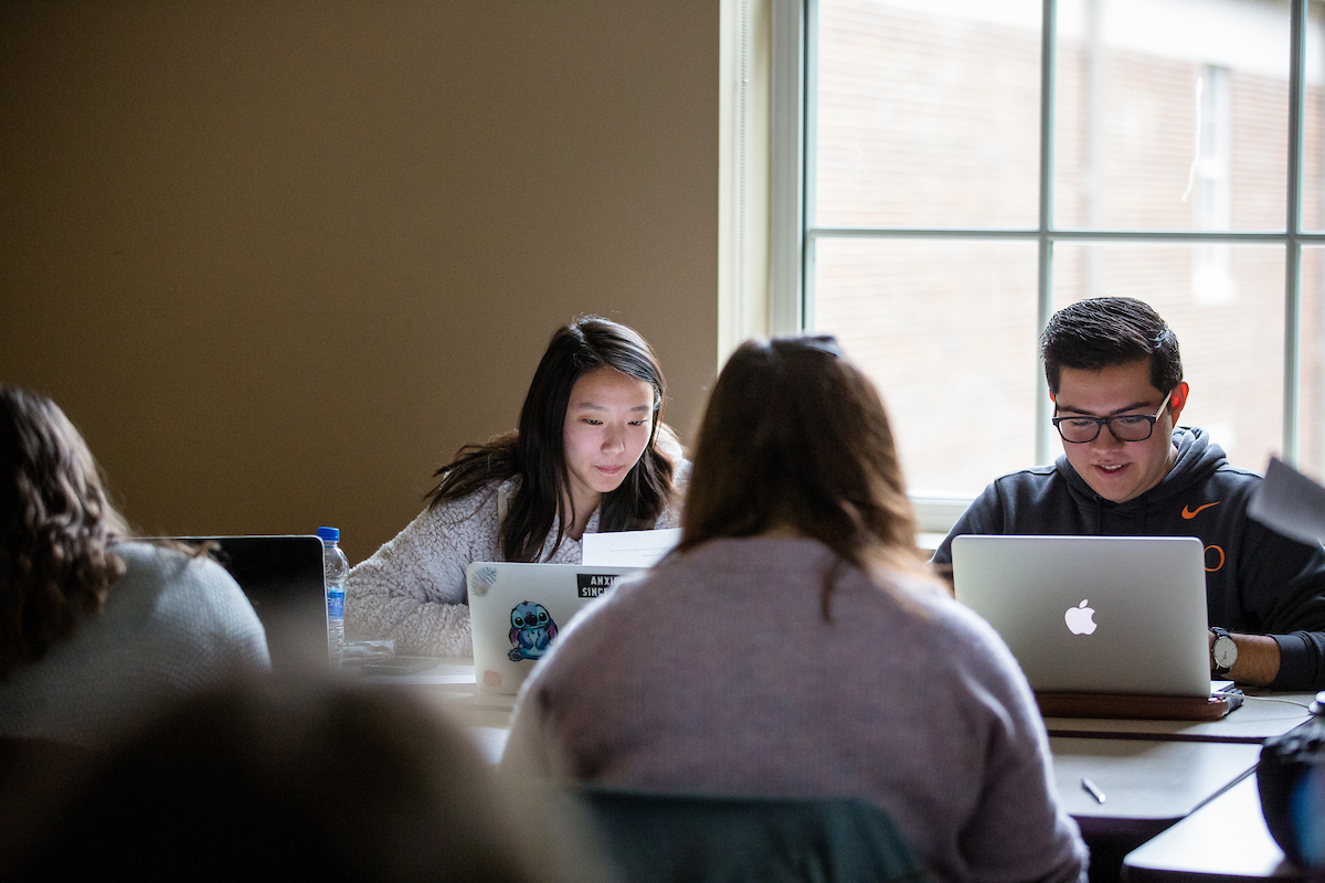 Students working together in class