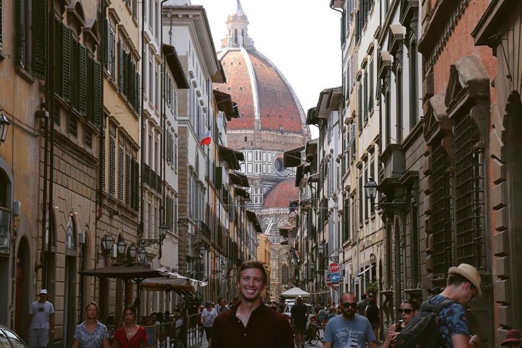 Classics major Brenden French in Italy