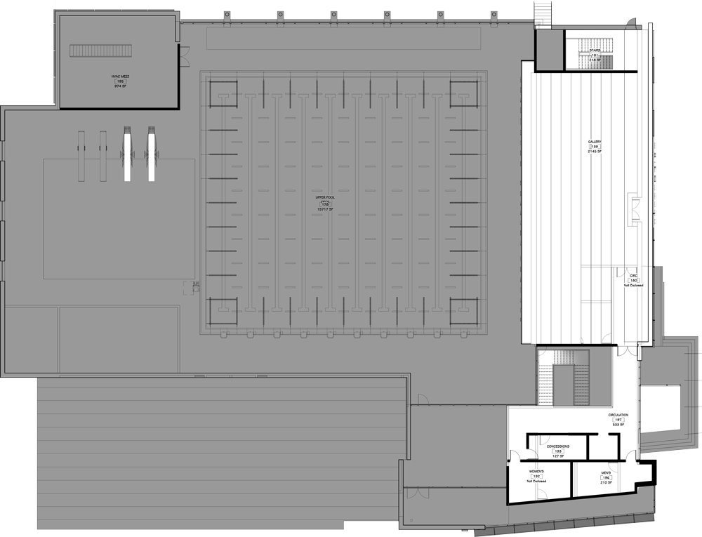 Conceptual floor plan drawing of second floor.
