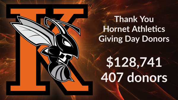 Hornet Athletics Giving Day 2022 Results Graphic: $128,741 raised by 407 donors.
