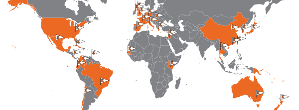 A map of K's study abroad sites