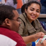 Faiza Fayyaz '13 with one of her students at KRESA Young Adult Program at West Campus school in Kalamazoo