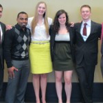 urgeScienceMeeting Six students presented research work at the annual ASBMB meeting. From left: Josh Abbott, Erran Briggs, Amanda Bolles, Mara Livezey, Michael Hicks, and Nic Sweda. Hicks is a biology major; the other five are majoring in chemistry.