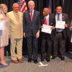 Abigail Minor ’14 Dem Award 1 Abigail Minor ''''14 is pictured at far left with President Clinton and other award recipients at the April 26 Democratic Party dinner in Detroit.