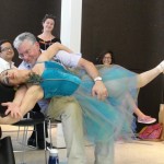 Ed Menta and Ballerina A willing audience member becomes part of the performance at "Art & Borders," Friday at K.