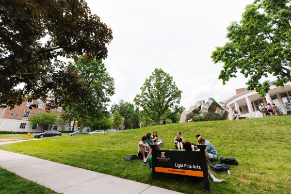 Students outside Light Fine Arts at K, one of the Colleges of Distinction