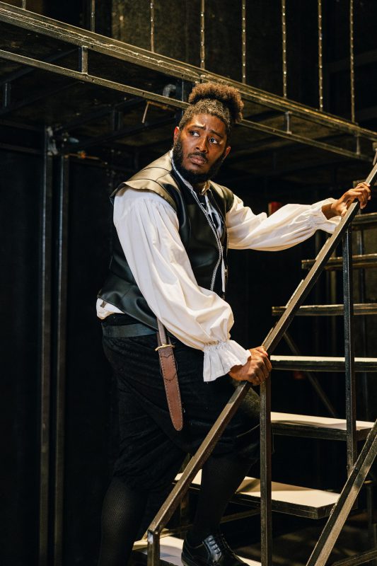 Xavier Bolden rehearses his role as Othello