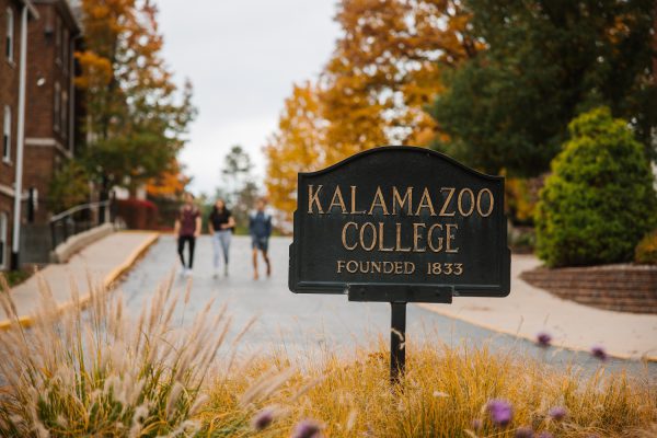 Sign Says "Kalamazoo College, Founded 1833" in fall 2022