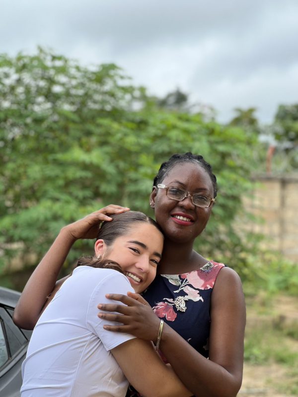 Rachel Kramer hugging Blessing Ankrah