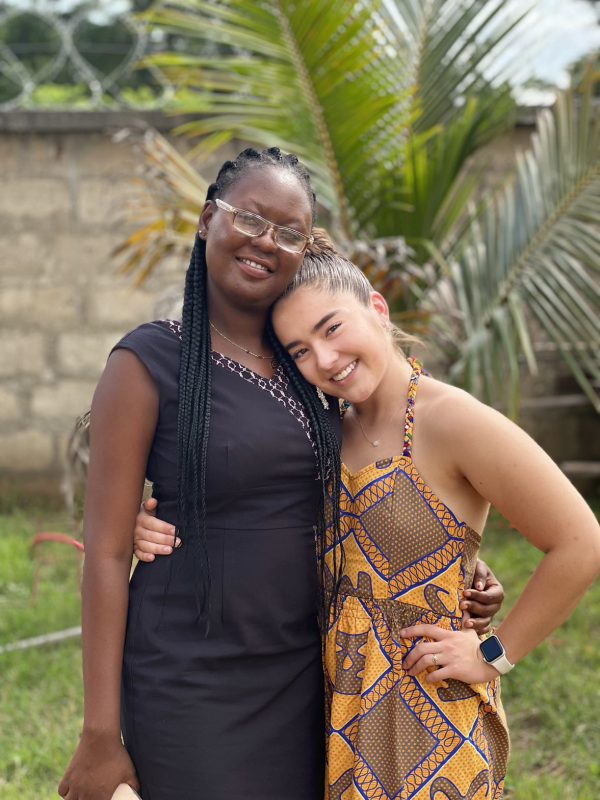 Rachel Kramer hugging Blessing Ankrah