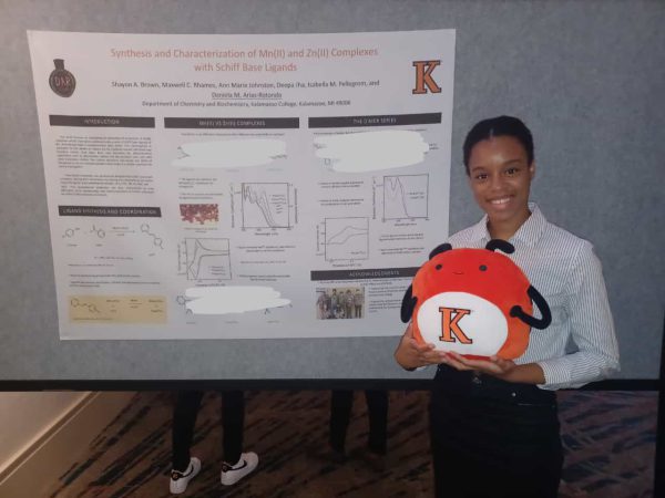 Shay Brown with Bippy at a poster presentation