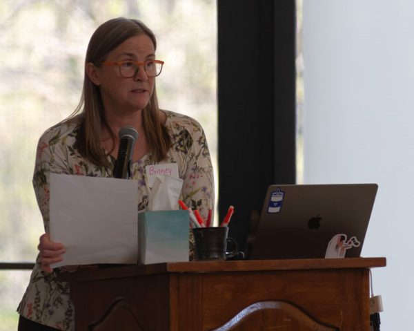 Professor of Biology Binney Girdler addresses SIP projects including one on food justice