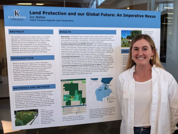 Student presenting her sustainability poster
