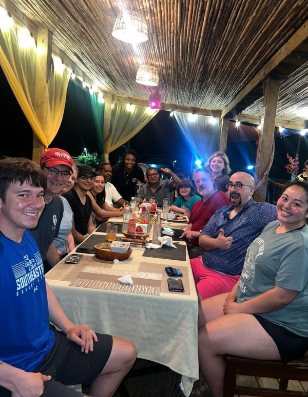 Kyle Lincoln with students on study abroad