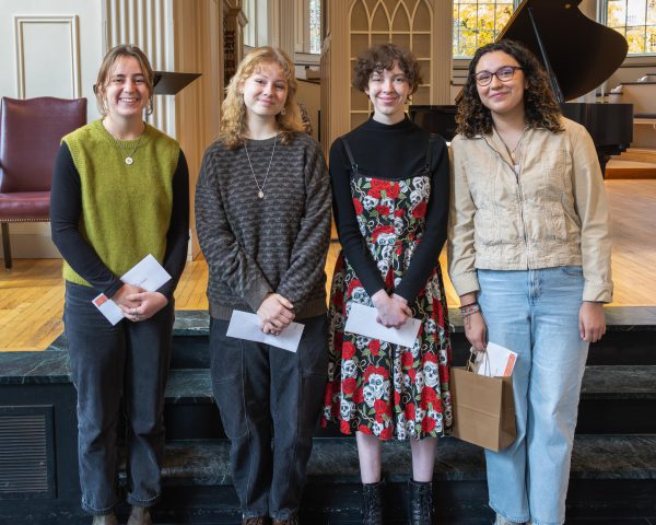 Four students at Stetson Chapel