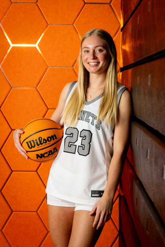 Kalamazoo Promise Scholar Ella Boyea in a Hornets basketball uniform