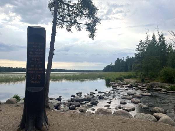 Lake Itasca, Minnesota, features the headwaters of the Mississippi River