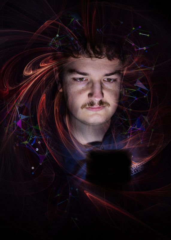 Student observing a cell phone