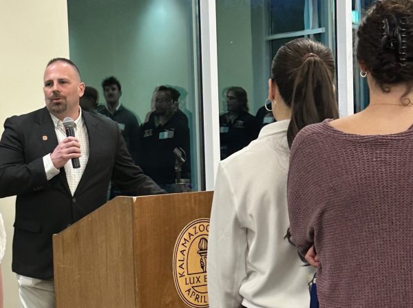 Director of Athletics Jamie Zorbo speaks to students and alumni during Beyond the Game