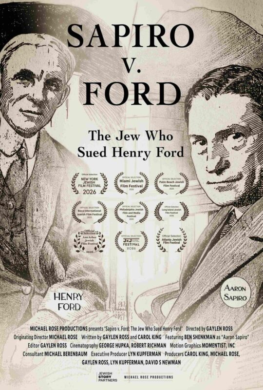 Sapiro v Ford movie poster highlights a variety of awards it earned and the cast
