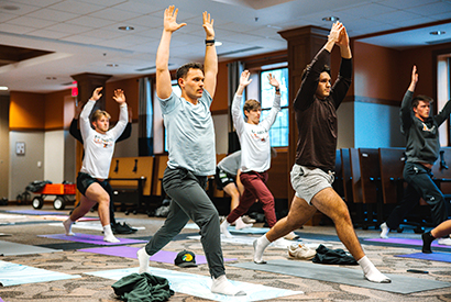 Students doing yoga