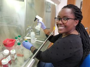 Nkatha Mwenda in the lab