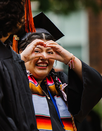 A K student in her graduation cap and gown