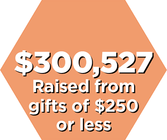 $300,527 raised from gifts of of $250 or less