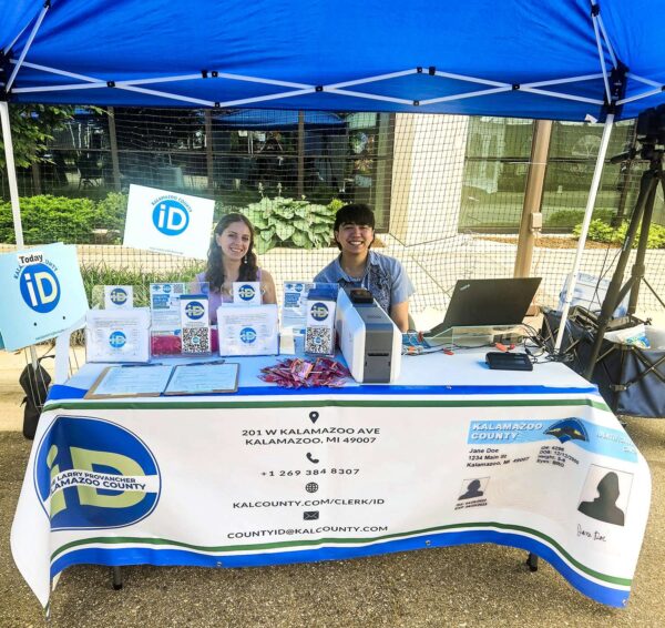 Two students working with the Kalamazoo County ID program. 