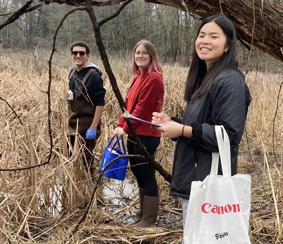 Students collecting samples in the arboretum