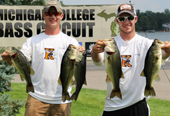 Tucker Rigney with a teammate at a bass fishing competition