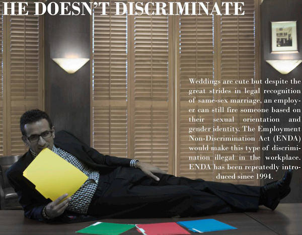 Man lying on desk with four folders