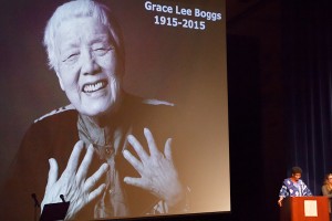 Presenters discuss Grace Lee Boggs