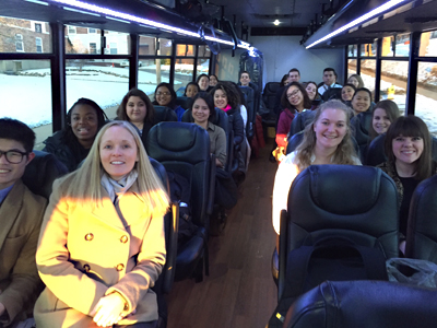 Students on a bus heading to the latest K-Trek, K to the Windy City