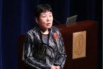 Noriko Sugimori presenting at inauguration