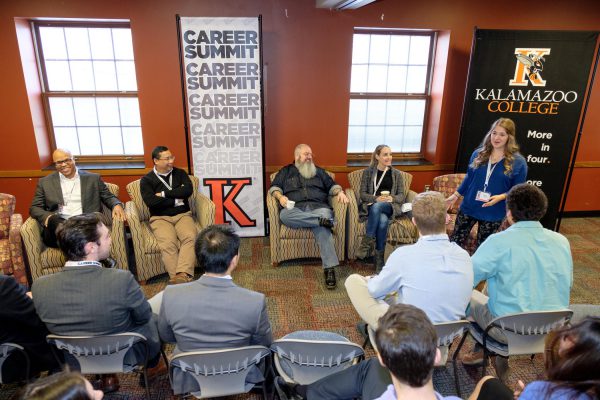 Five people leading a discussion in a Career Summit 2019 Preview