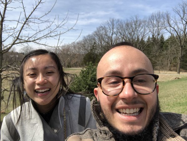 Paige Chung and Oliver Baez Bendorf at Pierce Cedar Creek Institute Nature Center