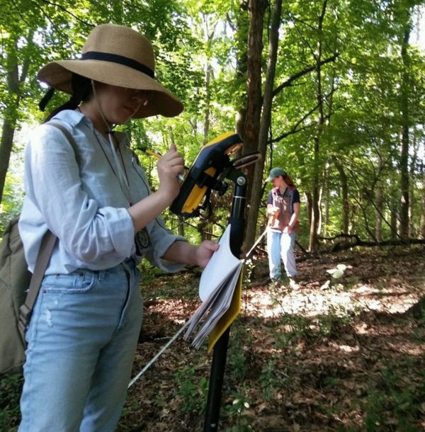 Fiorina Talaba and Fiona Summers mapping invasive species