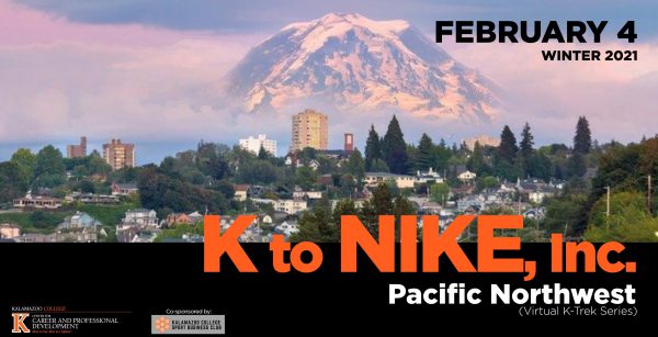 K to Nike graphic with a view of the Pacific Northwest