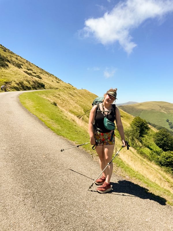 O'Rielly walks during her first day at the Pyrenees mountain range along the Camino de Santiago