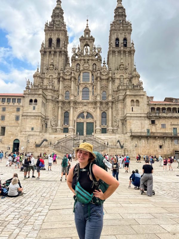 O'Rielly stops at a cathedral in Santiago, Spain