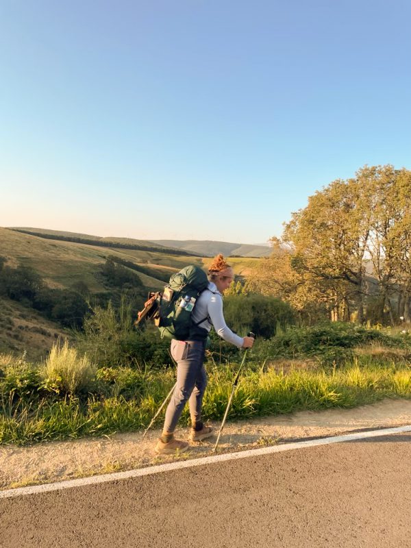 O'Rielly walks through Garcia, Spain, along the Camino de Santiago