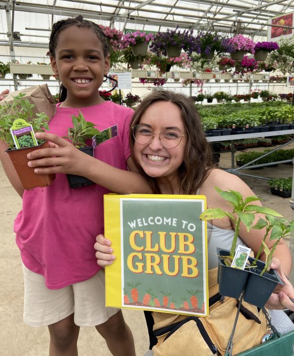 Parsons and a Club Grub participant visited Wedel's Garden Center