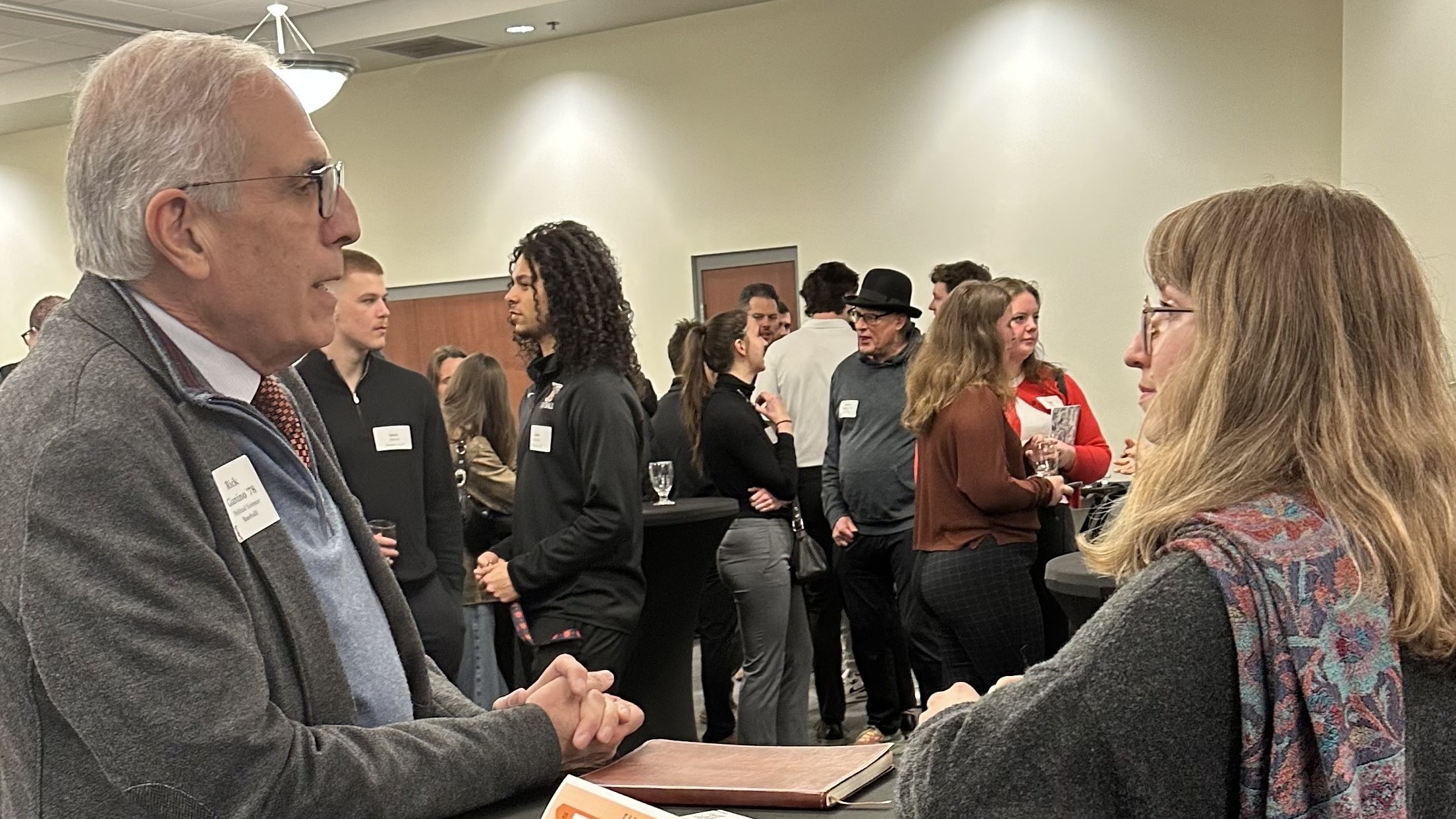 Students and athletes network during Beyond the Game