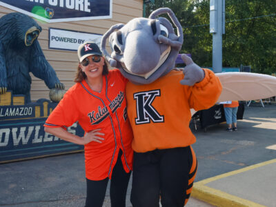 SJS_Growlers _2026-3 President Crowley with Buzz at the Growler's game