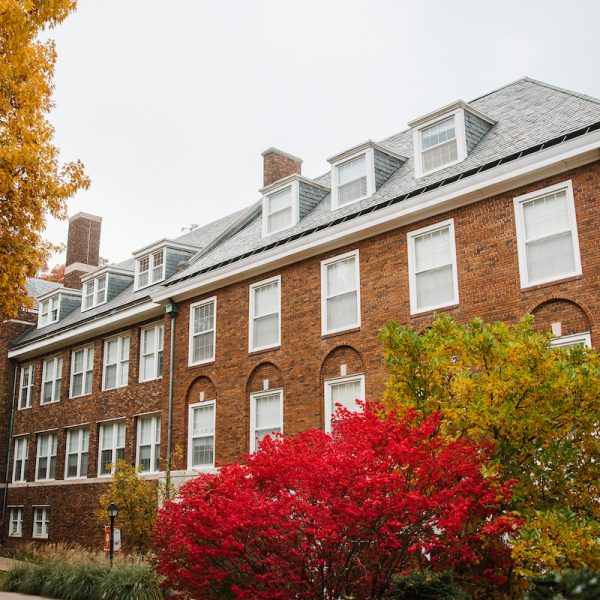Residence Hall in fall.