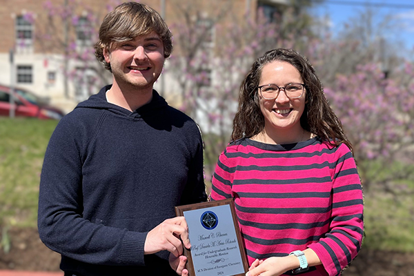 Student and professor with national Undergraduate Research Award