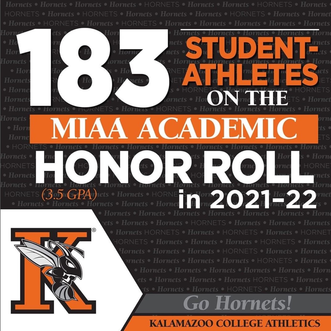 Graphic says 183 student-athletes named to MIAA Academic Honor Roll in 2021-22