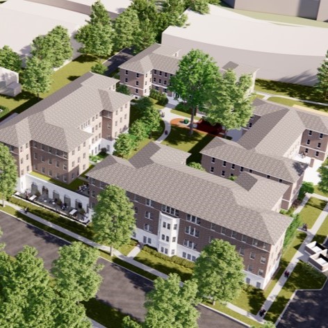 Aerial rendering of new residence halls