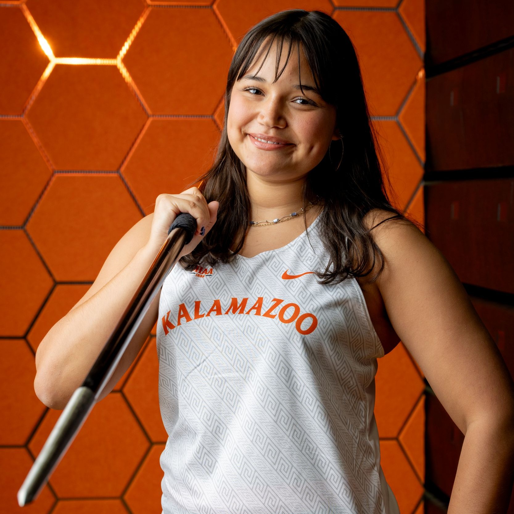 Zara Strauss holds a javelin